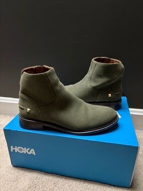 Franco Sarto Olive Green Suede Zip Ankle Boots